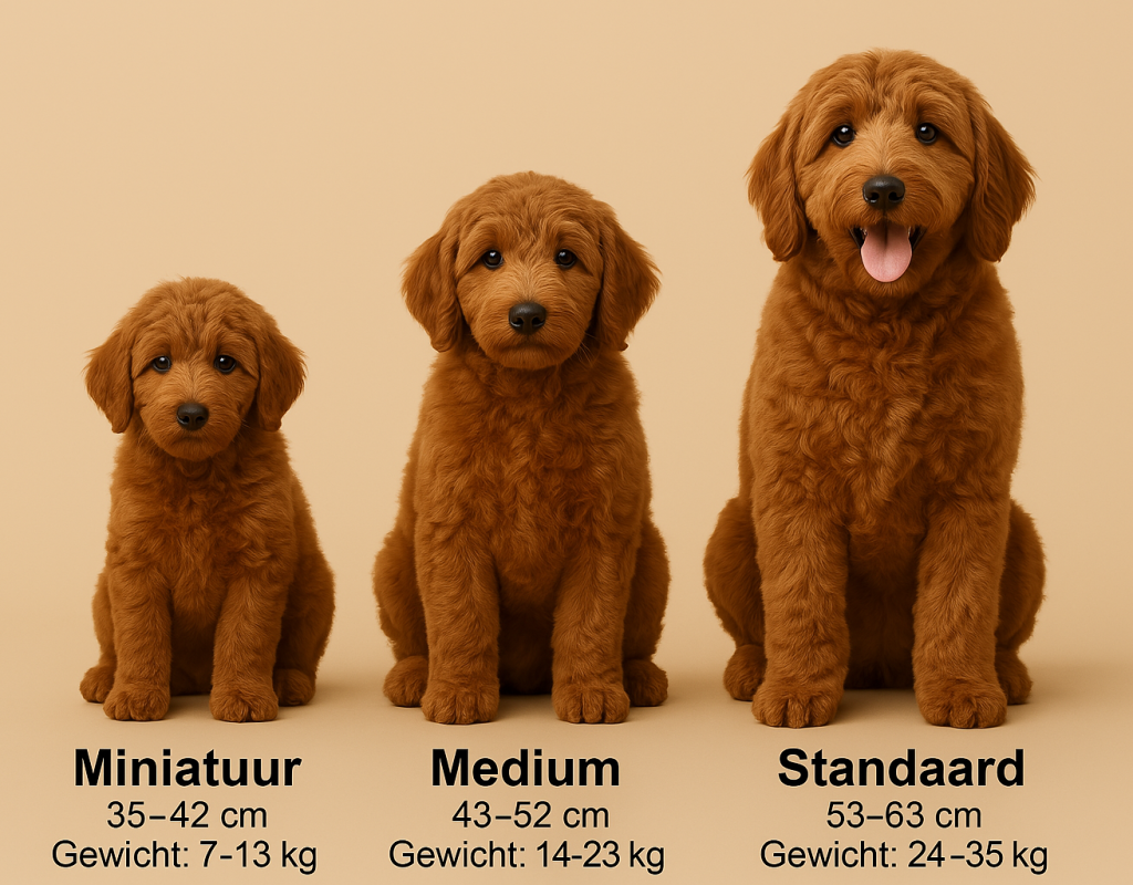 Maten Australian Labradoodle De maten van Australian Labradoodles. Mini, Medium en Standaard